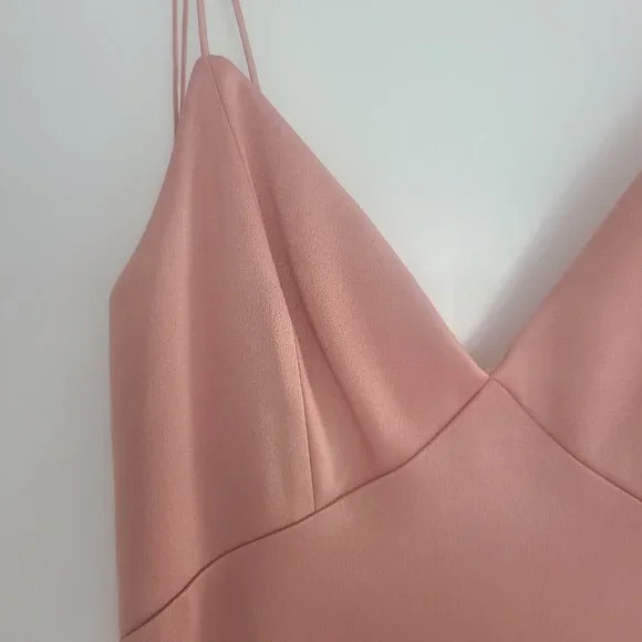 ALICE + OLIVIA Julietta V-Neck Blush Pink Slip Maxi Dress Burnt Rose Pink Size 0 - Picture 4 of 8